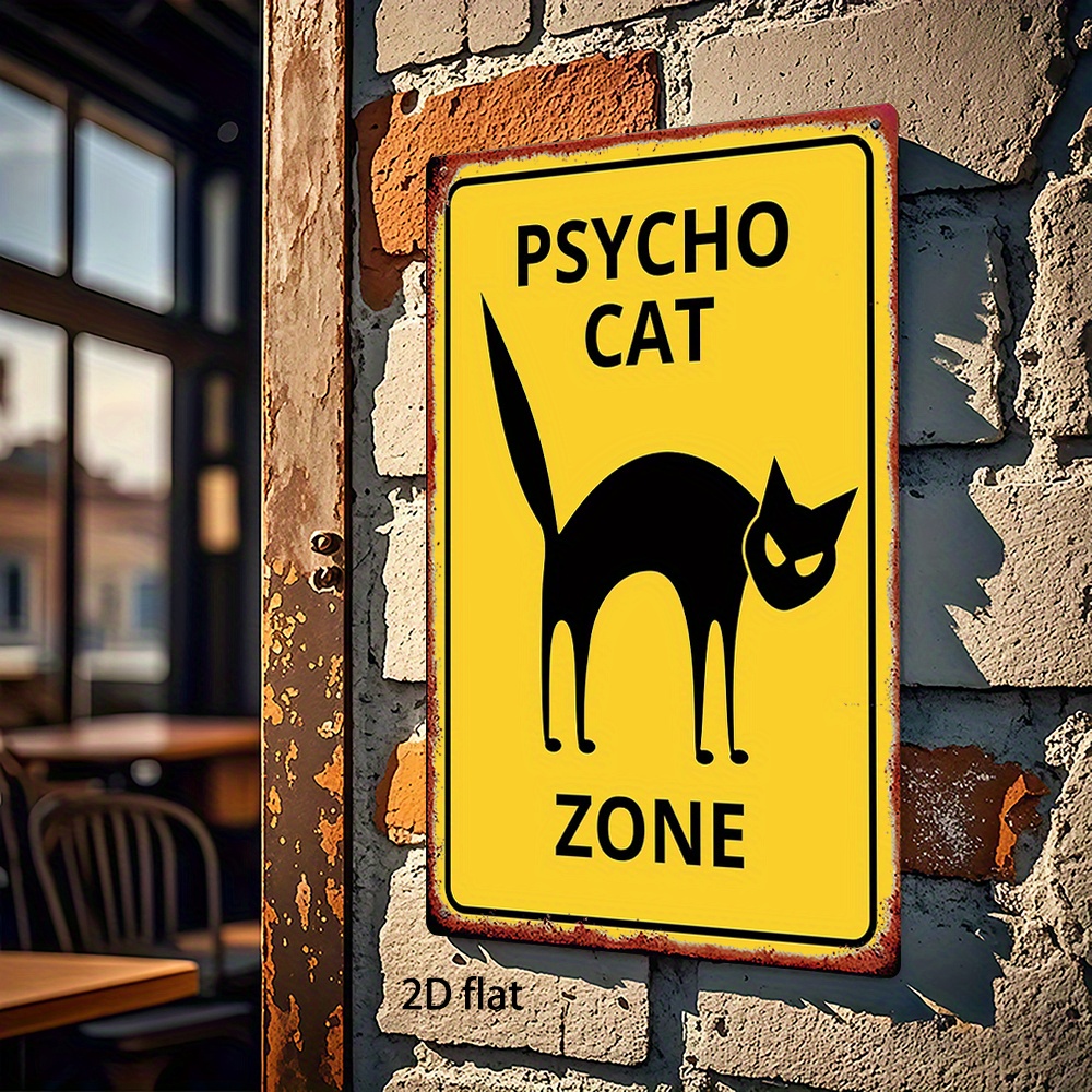 Home Zone Gym - 1pc, Metal Sign, Psycho Cat Zone,