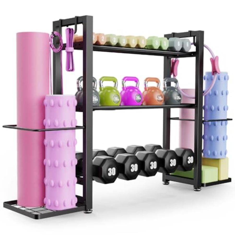 Home Gym Dumbbell Workout - 3-Tier Adjustable Dumbbell Rack 450LBS Capacity