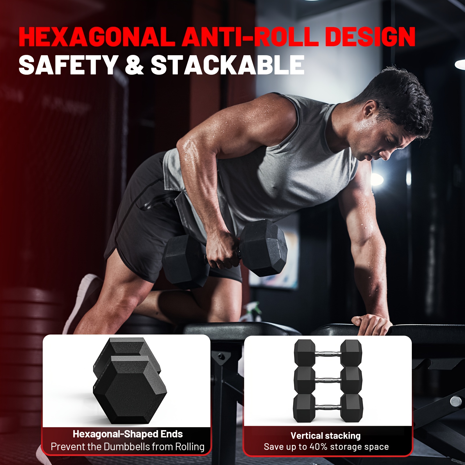40-355LB HEX Dumbbell Set Rubb - Home Gym Dumbbell Workout 리뷰 및 가격