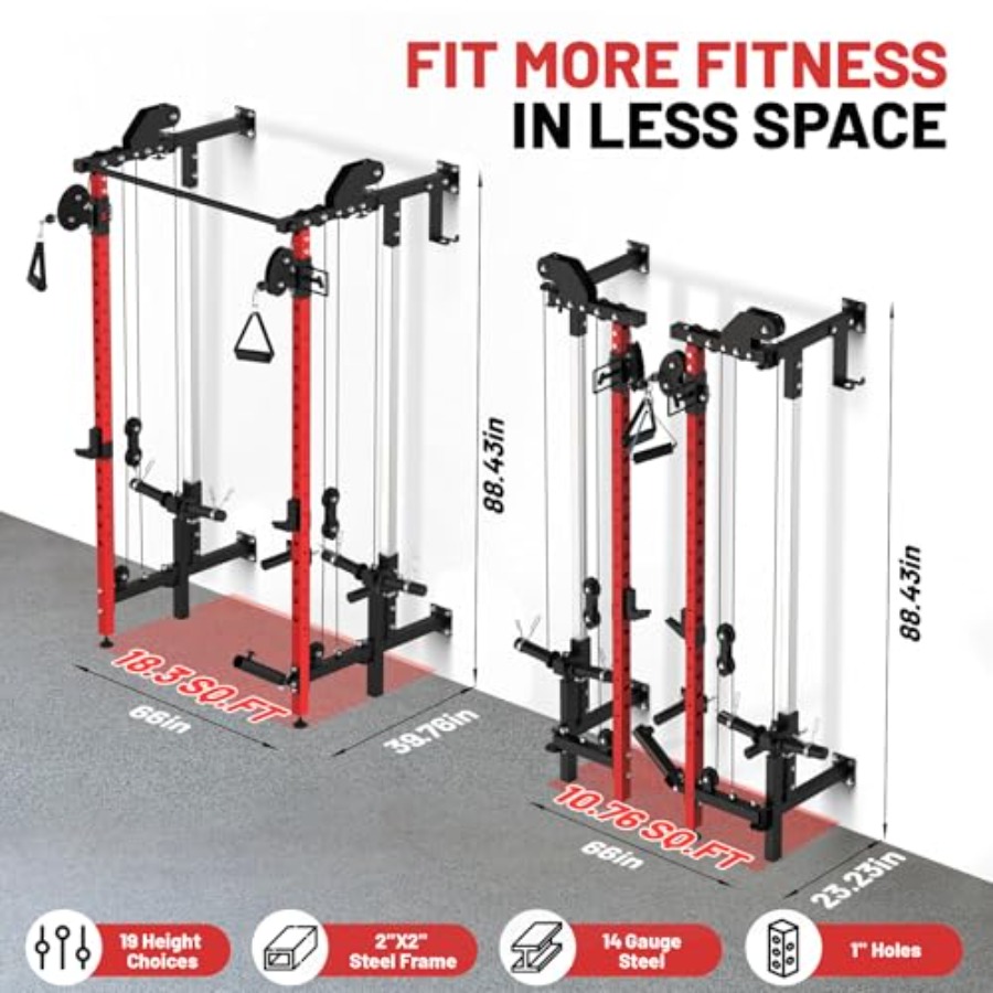 Wall Mounted Folding Squat Rac - Home Gym Pull Up 리뷰 및 가격